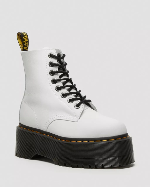 Dr. Martens Shoes - DR. MARTENS 1460 WHITE Leather Platform Boots Stacked BADASS GOTH RAVE CLUB 10